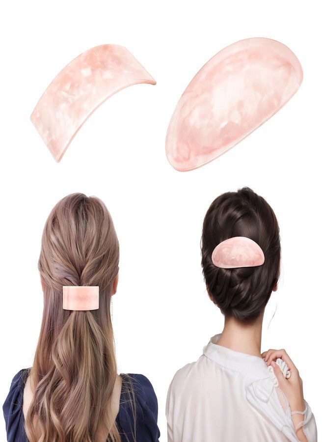 ييرسو مشابك شعر بيضاوية فرنسية من YIERSO، مشابك شعر كبيرة عتيقة من الأسيتات بنقشة صدفة السلحفاة، مشبك معدني قوي التثبيت مانع للانزلاق، عبوة من قطعتين مقاس 4 بوصات و3 بوصات للشعر الطويل والمموج الكثيف، إكسسوارات شعر، هدية للنساء (MistyRose) - Image 1